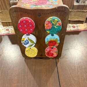 The Pioneer Woman Floral Spice Jars and Rack - Red, Yellow, Blue